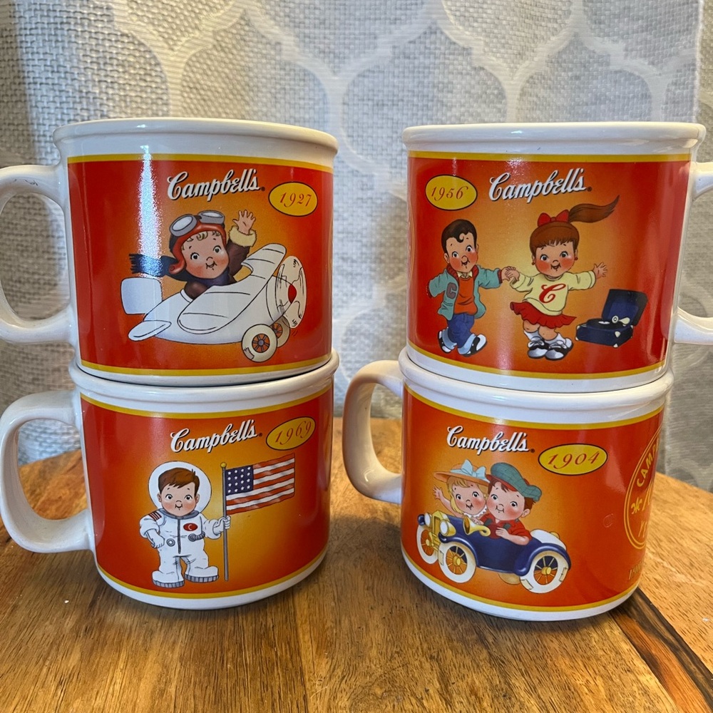 Campbell's Vintage Style Coffee Mug Set - Red and White